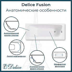 Ванна чугунная Delice Fusion DLR230647 170х70 белая купить в интернет-магазине Sanbest