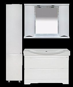 Зеркало со шкафом Misty Элвис 103 белая эмаль в ванную от интернет-магазине сантехники Sanbest