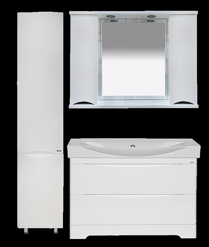 Зеркало со шкафом Misty Элвис 103 белая эмаль в ванную от интернет-магазине сантехники Sanbest