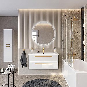 Тумба с раковиной Cezares ECO-CER-N 100 ECO-CER-N-1000-2C-SO-BO белая матовая для ванной в интернет-магазине Sanbest