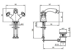 Смеситель для биде Migliore Prestige золото купить в интернет-магазине сантехники Sanbest