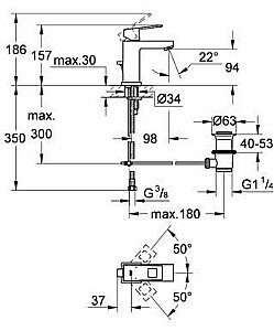 Смеситель для раковины Grohe Eurocube 23127 000 купить в интернет-магазине сантехники Sanbest