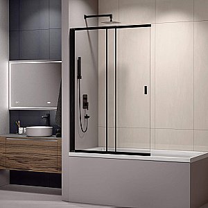 Шторка для ванны RGW Screens SC-40B 03114010-14 100 стекло прозрачное/профиль черный купить в интернет-магазине Sanbest