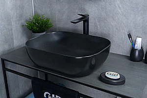 Раковина накладная Gid Geometrico 50 Bm1302 53348 черная матовая купить в интернет-магазине Sanbest