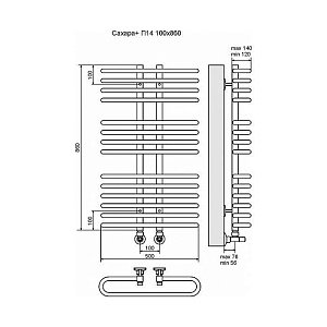 Полотенцесушитель водяной Terminus Сахара плюс П14 100x860 купить в интернет-магазине сантехники Sanbest