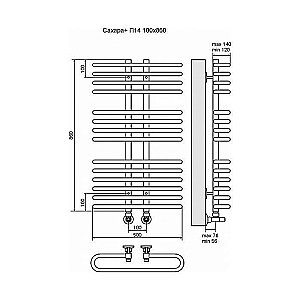 Полотенцесушитель водяной Terminus Сахара плюс П14 100x860 купить в интернет-магазине сантехники Sanbest