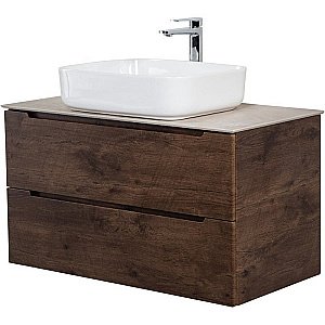 Тумба с раковиной и столешницей BelBagno ETNA H60 2C 100 Rovere Moro для ванной в интернет-магазине Sanbest