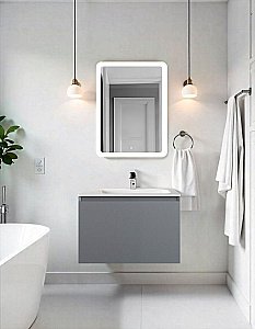 Тумба с раковиной Art&Max AM-Latina-600-1C-SO-GM/AM7117-60 Серый матовый для ванной в интернет-магазине Sanbest