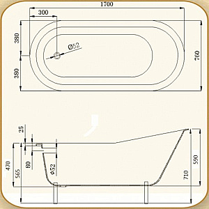 Ванна чугунная Magliezza Gracia 170x76 белая/ножки золото купить в интернет-магазине Sanbest