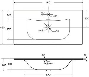 Раковина мебельная BelBagno BB-8099-90 белая купить в интернет-магазине Sanbest