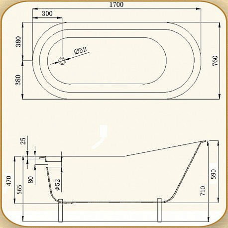 Ванна чугунная Magliezza Gracia 170x76 белая/ножки золото купить в интернет-магазине Sanbest