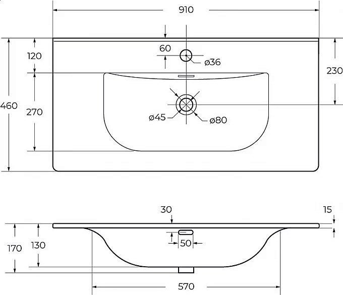 Раковина мебельная BelBagno BB-8099-90 белая купить в интернет-магазине Sanbest