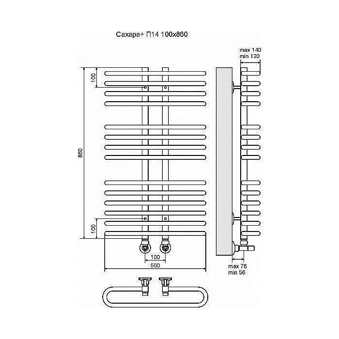 Полотенцесушитель водяной Terminus Сахара плюс П14 100x860 купить в интернет-магазине сантехники Sanbest