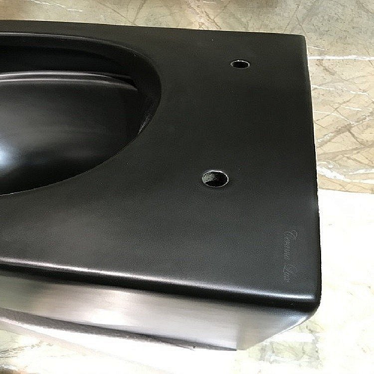 Унитаз подвесной CeramaLux 2197MB черный матовый безободковый, с крышкой микролифт купить в интернет-магазине Sanbest