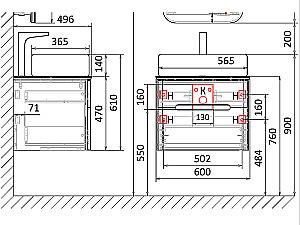 Тумба с раковиной Jorno Bosko 60 белая для ванной в интернет-магазине Sanbest