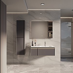 Тумба с раковиной Vincea Elise 100 VMC-4EL100MG/VCB-4EL100MW серый матовый для ванной в интернет-магазине Sanbest