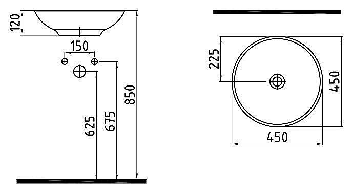 Раковина накладная Bien Harmony 45 HRLG04501FD0W3000 белая купить в интернет-магазине Sanbest