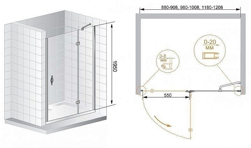 Душевая дверь Cezares BERGAMO-B-12 100 купить в интернет-магазине Sanbest