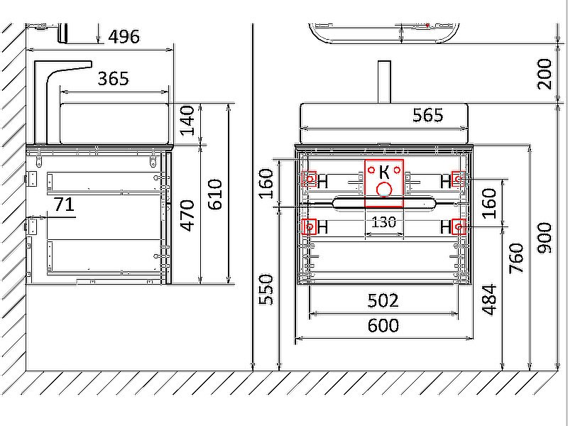 Тумба с раковиной Jorno Bosko 60 белая для ванной в интернет-магазине Sanbest