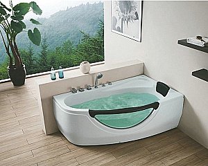 Ванна акриловая Gemy Glass Panel G9046-II B 171х100 белая с гидромассажем купить в интернет-магазине Sanbest