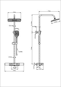 Душевая система WONZON & WOGHAND Shelf, Темный графит (WW-B3552-BGG) купить в интернет-магазине сантехники Sanbest