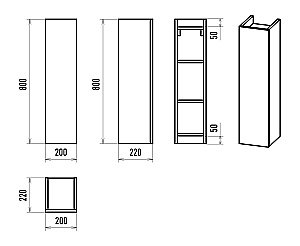 Шкаф подвесной Misty Поло 20 О-Пол08020-014По Антрацит / Дуб Галифакс белый для ванной в интернет-магазине сантехники Sanbest
