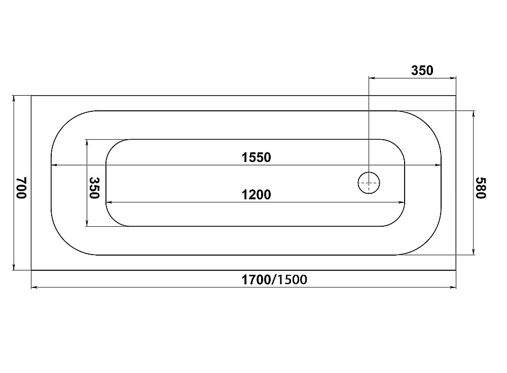 Ванна акриловая BAS Лира З 00136 150х70  без каркаса купить в интернет-магазине Sanbest