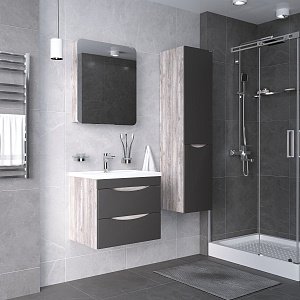 Зеркальный шкаф Grossman Талис 206006 55 бетон пайн в ванную от интернет-магазине сантехники Sanbest