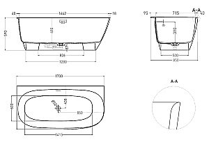 Ванна Salini Sofia Corner L S-Sense 170x85 102515GF RAL купить в интернет-магазине Sanbest