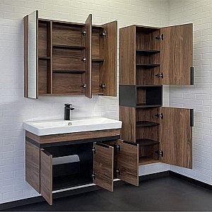 Тумба с раковиной Comforty Соло 00-00010979 90 дуб тёмно-коричнвый для ванной в интернет-магазине Sanbest