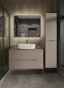 Тумба с раковиной Orange Line 100 Li-100TuLMDF+B07-540W латте/белый для ванной в интернет-магазине Sanbest