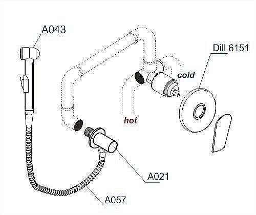 Гигиенический душ WasserKRAFT Dill A06157 купить в интернет-магазине сантехники Sanbest