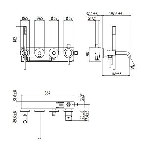 Смеситель для ванны Gattoni Circle Two 9105/91NO купить в интернет-магазине сантехники Sanbest