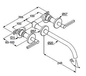 Смеситель для раковины Kludi Nova Fonte Puristic 201460515 хром купить в интернет-магазине сантехники Sanbest