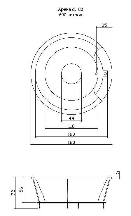 Акриловая ванна Aquatika Арена Standart 180х180 купить в интернет-магазине Sanbest