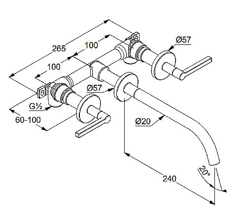Смеситель для раковины Kludi Nova Fonte Puristic 201460515 хром купить в интернет-магазине сантехники Sanbest