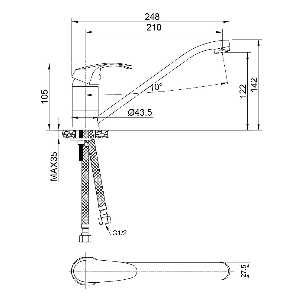 Смеситель для кухни Olive's AVILA 02400-1AV хром купить в интернет-магазине сантехники Sanbest