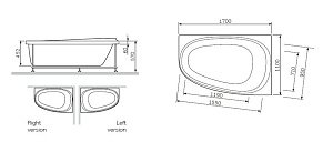 Ванна акриловая AM.PM SENSATION W30A-170R110W-D 110x170 купить в интернет-магазине Sanbest