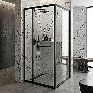 Душевой уголок Loranto Sunway 90х90 CS-512B-128 стекло прозрачное/профиль черный матовый купить в интернет-магазине Sanbest