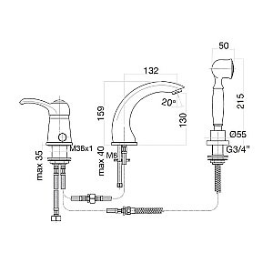 Смеситель для ванны Webert Aurora AU850701060 медь купить в интернет-магазине сантехники Sanbest