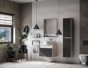 Тумба с раковиной Акватон Лофт Урбан 65 графит\орегон для ванной в интернет-магазине Sanbest