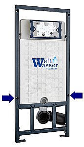 Унитаз подвесной WeltWasser MARBERG 507 + GELBACH 043 GL-WT + MAR 507 RD GL-WT белый глянцевый, безободковый, с крышкой микролифт, слив-торнадо, с инсталляцией и белой глянцевой кнопкой купить в интернет-магазине Sanbest