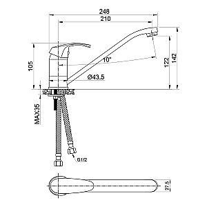 Смеситель для кухни Olive's AVILA 02400-1AV хром купить в интернет-магазине сантехники Sanbest