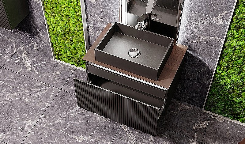 Тумба с раковиной Jorno Strong 80 антрацит для ванной в интернет-магазине Sanbest