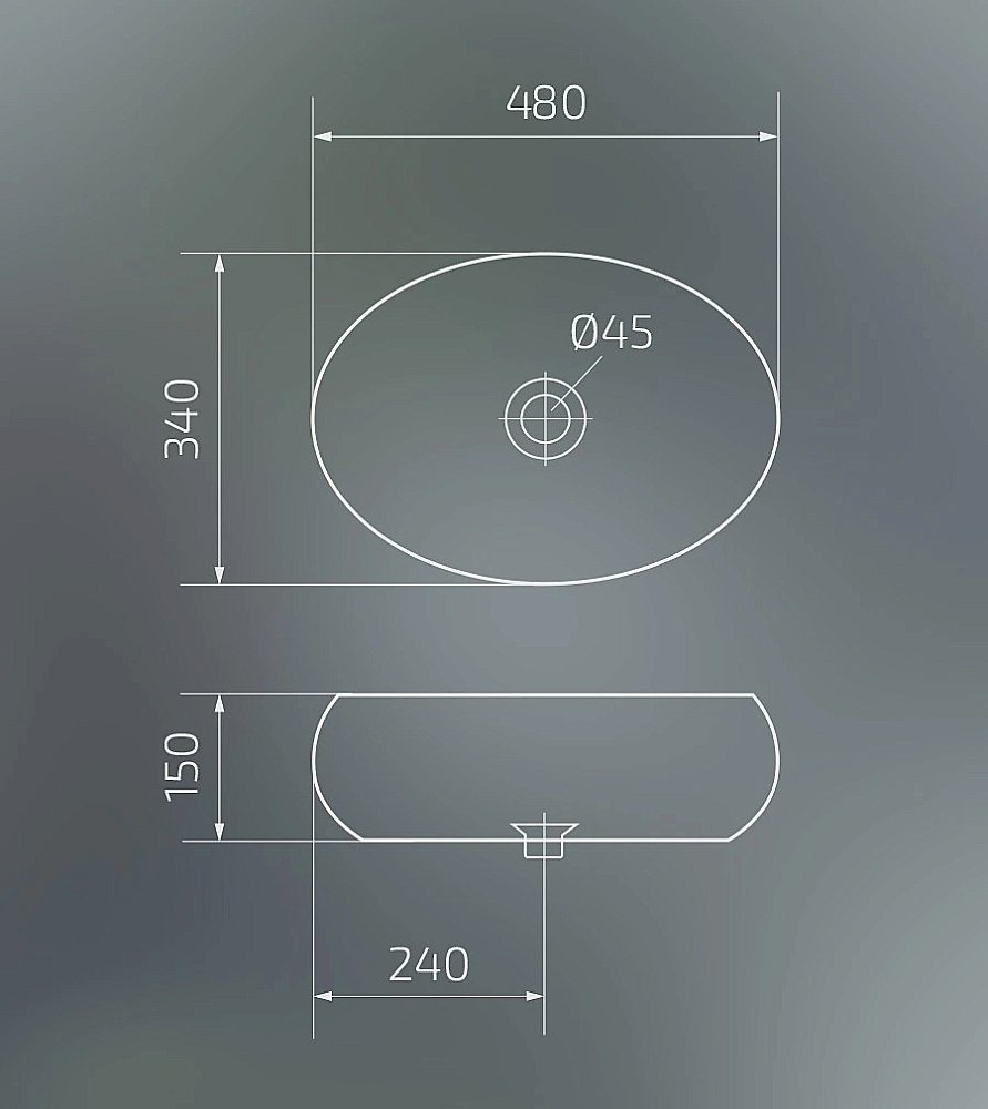Раковина накладная Gid Lago 48 9030bf 52232 черная купить в интернет-магазине Sanbest