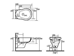 Биде подвесное Kerasan Retro 1026 купить в интернет-магазине Sanbest
