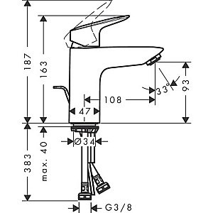 Смеситель для раковины Hansgrohe Logis 71102000 хром купить в интернет-магазине сантехники Sanbest