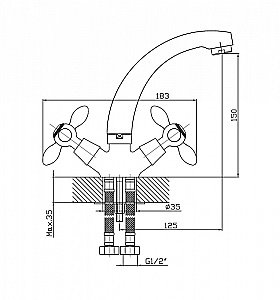 Смеситель для раковины Agger Retro A1901100 хром купить в интернет-магазине сантехники Sanbest