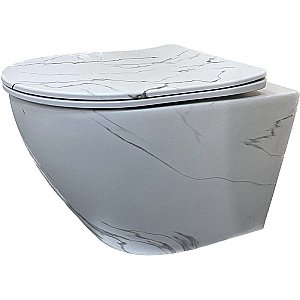 Унитаз подвесной с функцией биде Laguraty 038BM мрамор, безободковый, с крышкой микролифт купить в интернет-магазине Sanbest