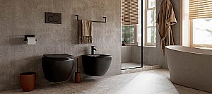 Унитаз подвесной Ceramica Nova Metropol Rimless CN4002MB безободковый, с крышкой микролифт, черный матовый купить в интернет-магазине Sanbest